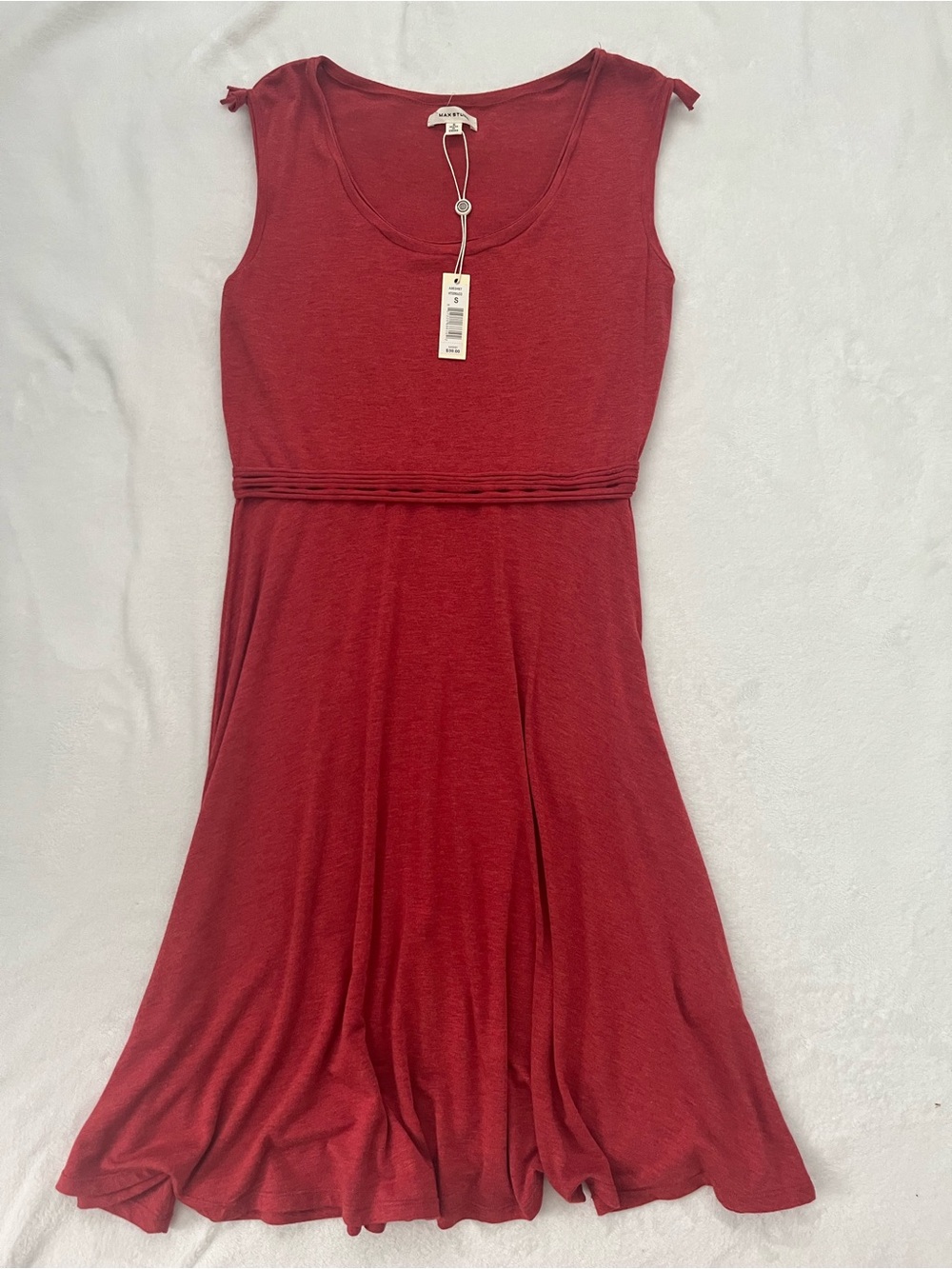 Max Studio Soft Crimson Red Sleeveless Fit-and-Flare Dress - Picture 1 of 15